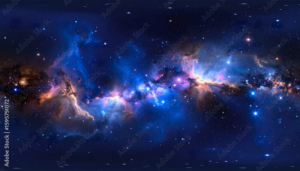 Poster galaxy nebula star cluster in deep space with colorful glowing cosmic clouds and bright stars creati