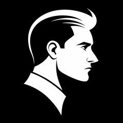 Man profile white silhouette head shoulders