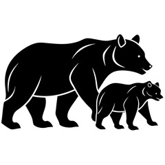 Two black bear silhouettes walking animal wildlife