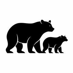 Two black bear silhouettes walking side by side bears