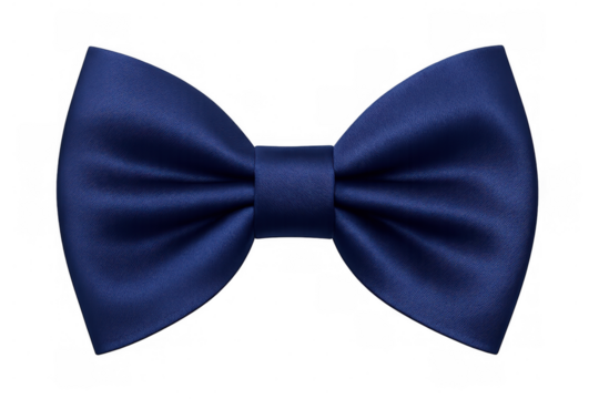 Classic navy bow tie lending elegant accent, highlighting refined menswear detail against transparent backdrop for seamless graphic design integration