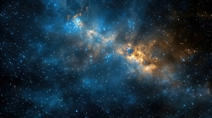 Obraz premium Vibrant nebula with swirling blue and orange hues, showcasing cosmic scene filled with stars