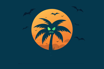 Group of ghosts floating over a summer beach party