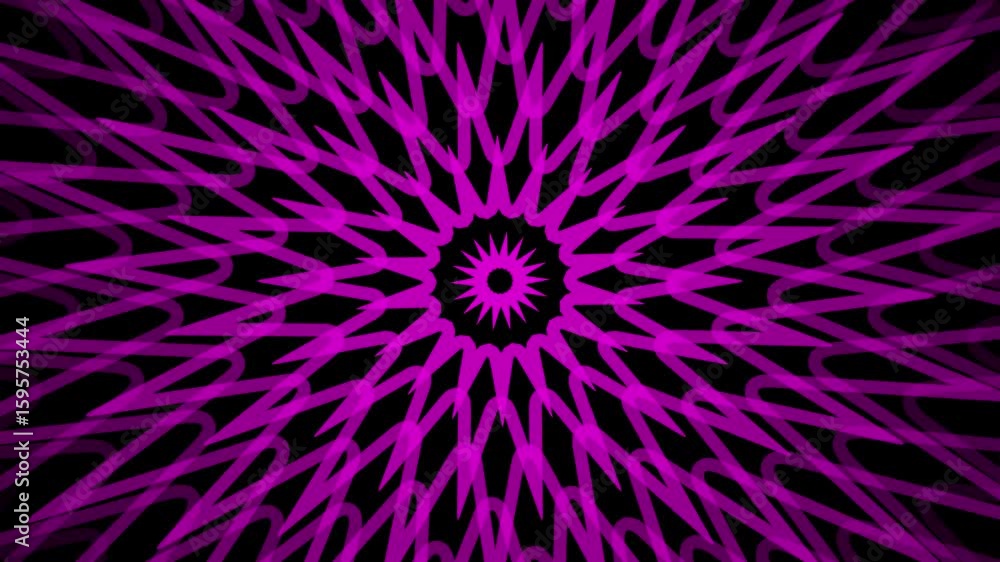 Poster dynamic purple kaleidoscope: abstract geometric pattern animation
