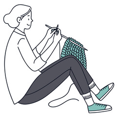 Flat vector of a person knitting
