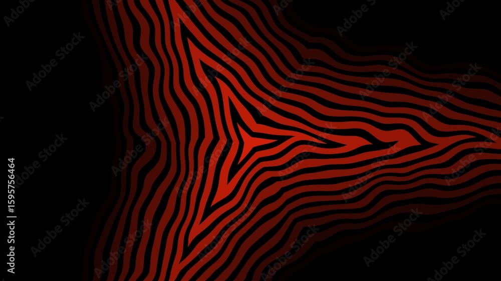 Poster dynamic red lines abstract: pulsating geometric pattern on black background