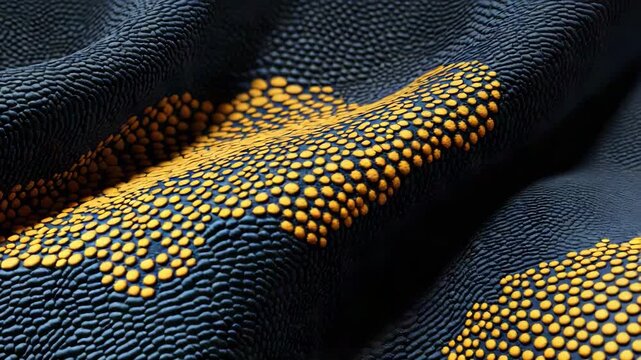 Striking black and yellow fabric pattern mimicking the intricate texture of realistic snake skin design