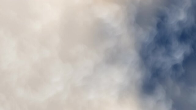 A smooth animation of soft clouds drifting through a gentle blue and beige sky. Ideal for backgrounds, overlays, or calming visual effects in creative projects.