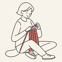 Flat vector of a person knitting