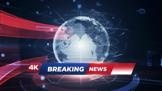 Breaking News Intro Template &ndash; 3D Title with Spinning Earth and Futuristic Broadcast Design