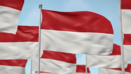 Raising the Indonesian Flag on Independence Day – Outdoor Ceremony Under Clear Blue Sky