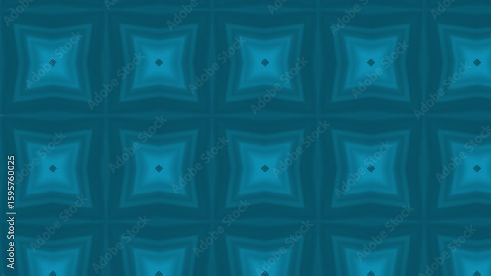 Poster dynamic teal kaleidoscope: abstract geometric pattern transformation in motion