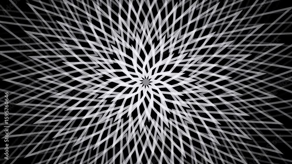 Poster dynamic white lines forming abstract starburst pattern on black background