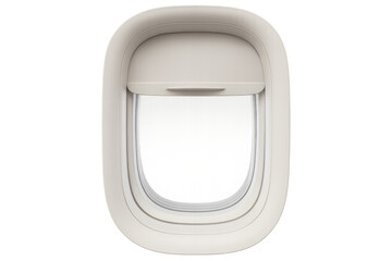 Airplane window with lowered sunshade, isolated on transparent background, representing travel and aviation concepts