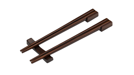 a pair of elegant dark wooden chopsticks on white background