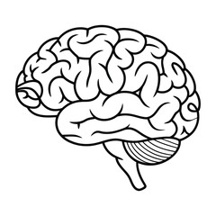 Human Brain Outline Vector Icon for Neuroscience and Thought