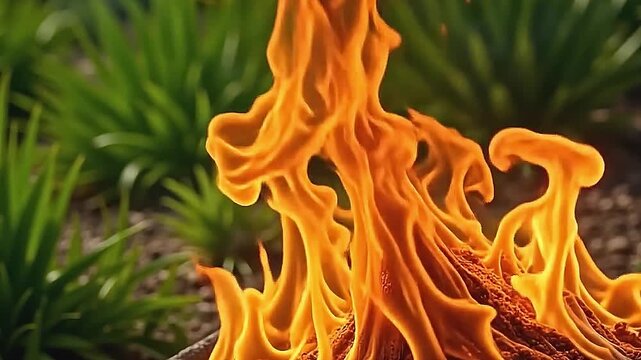 burst orangeness flaming pattern falls wildly ended angstrom organic park background, the flaming form propel vividly indium composite shapes.