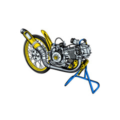 Illustration vector graphic of Motorcycle Engine Drag Racing
