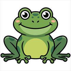 0Green cartoon toad amphibian flat vector design