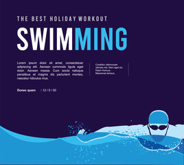 Cool vector editable swimming poster for any graphic background