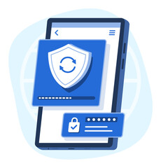 Smartphone Updating Security Data for Cyber Security Concept Illustration