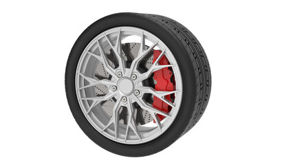 wheel with tire and brakes