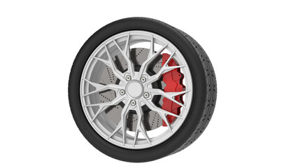 wheel with tire and brakes