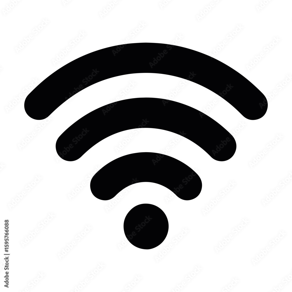 Poster simple black and white wifi icon design showing connectivity and wireless internet access with a cle