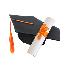 Graduation Cap and scroll on transparent background png