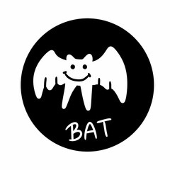 halloween bat icon. black color. isolated on white background.