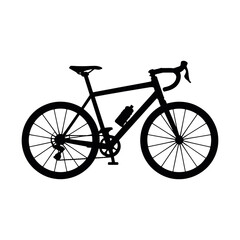 Fototapeta premium Sleek Silhouette A Modern Road Bike Design Showcasing Aerodynamic Frame and Components Against Plain White Background For Graphic Use