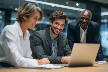 Business team working on laptop