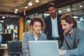 Business team working on laptop