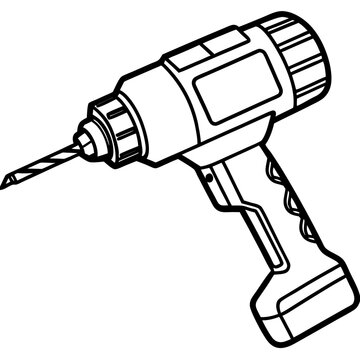 black and white cordless drill clip art preview