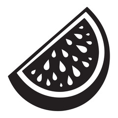 A black silhouette of a Watermelon Slice vector