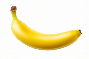 Bright yellow banana curved and isolated on white background