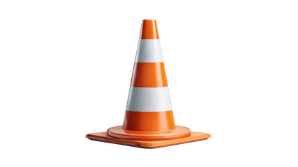 Bright orange traffic cone with reflective white stripe, ensuring road safety and visibility