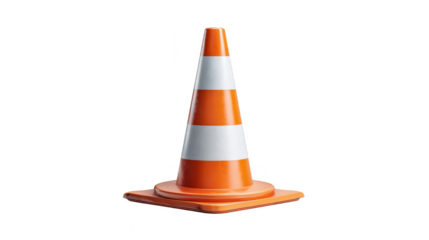 Bright orange traffic cone with reflective white stripe, ensuring road safety and visibility