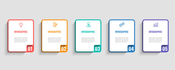 business infographic template, timeline layout with 5 step	