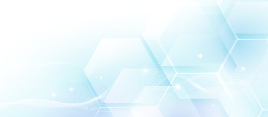 Abstract geometric hexagon shape and healthcare, technology digital hi tech concept background