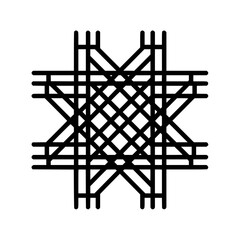 Abstract geometric star shape formed by intersecting black lines on a white background design element