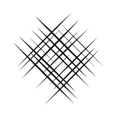 Abstract design featuring intersecting black lines forming a grid like pattern on white background art