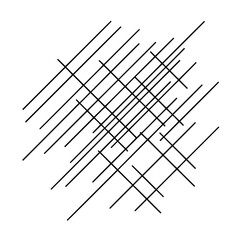 Black lines intersecting at various angles creating a complex geometric pattern on a white background view