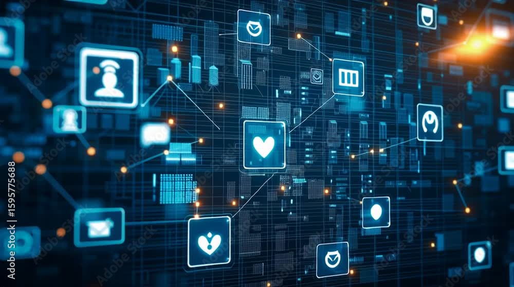 Poster ai tracking social media sentiment trends in digital interface, social media sentiment trends tracke