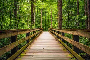 Peaceful trail in jungle-like forest environment
