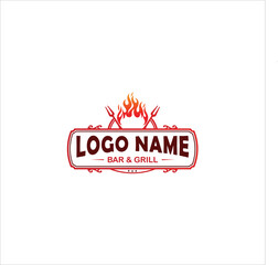 Bbq Hot bar grill logo design template