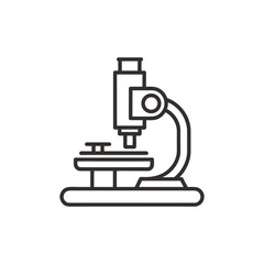 Simple line art microscope isolated on a white background