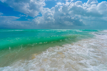 Sea wave. Blue ocean waves. Foamy wave. Rolling sea beach waves. Gentle sea beach wave. Summer sea beach.