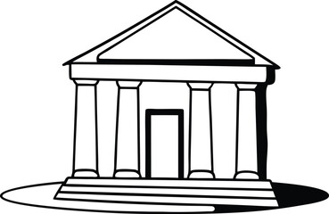 Bank Building Icon Silhouette Classic Finance Symbol