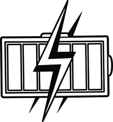 Battery Charging Icon Silhouette, Power Level Symbol